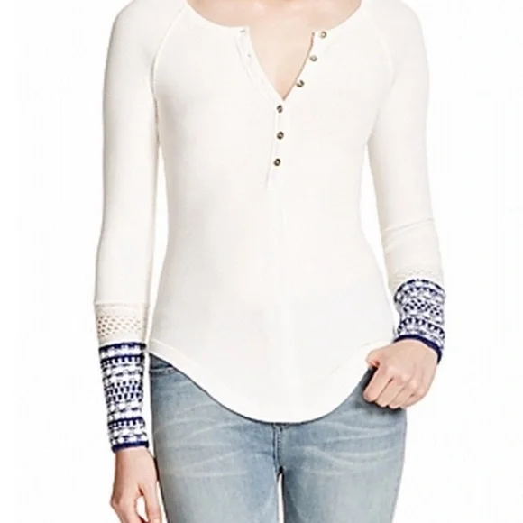 Free People Newbie Alpine ski lodge Henley top S - Picture 4 of 16